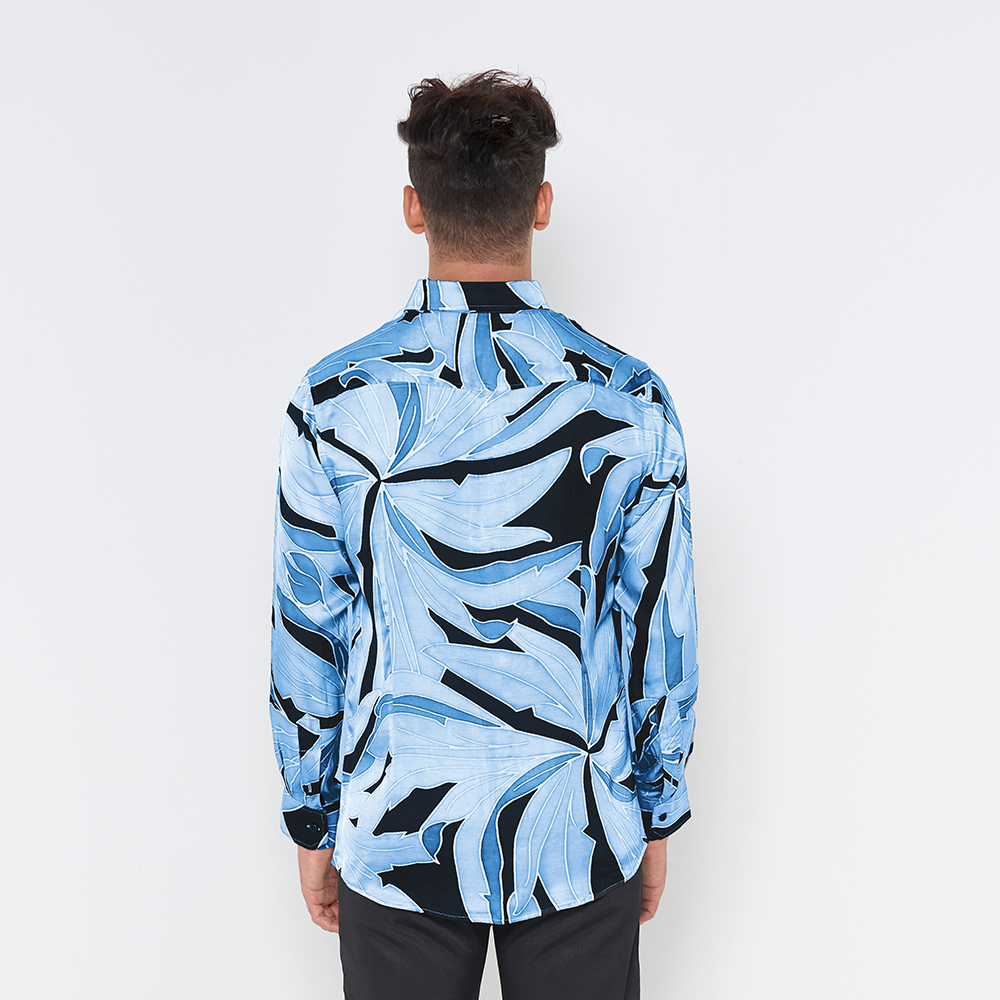 Men's Long-Sleeved Batik Shirt - Moonlight Palma