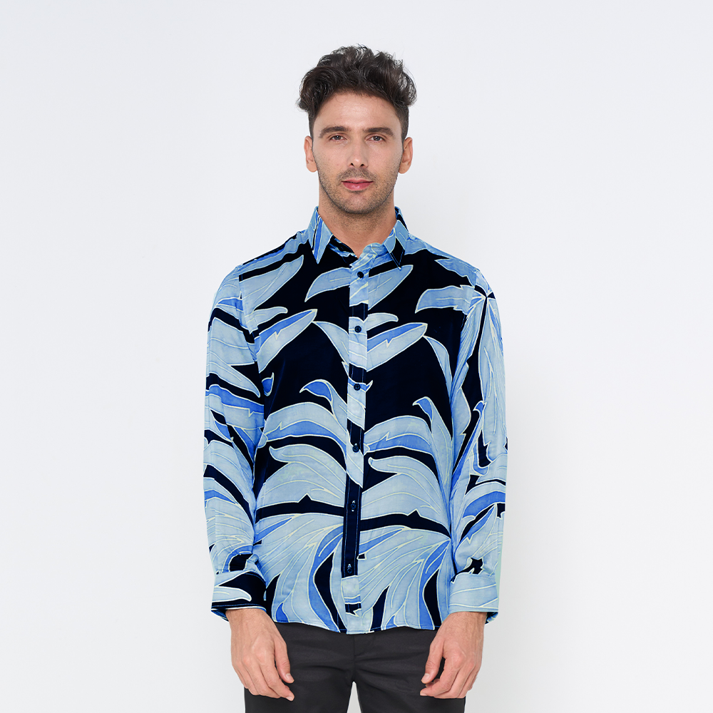Men's Long-Sleeved Batik Shirt - Moonlight Palma