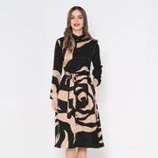 (SALE) Batik Long Shirt Dress (Silk Cotton) - Ecru Rose