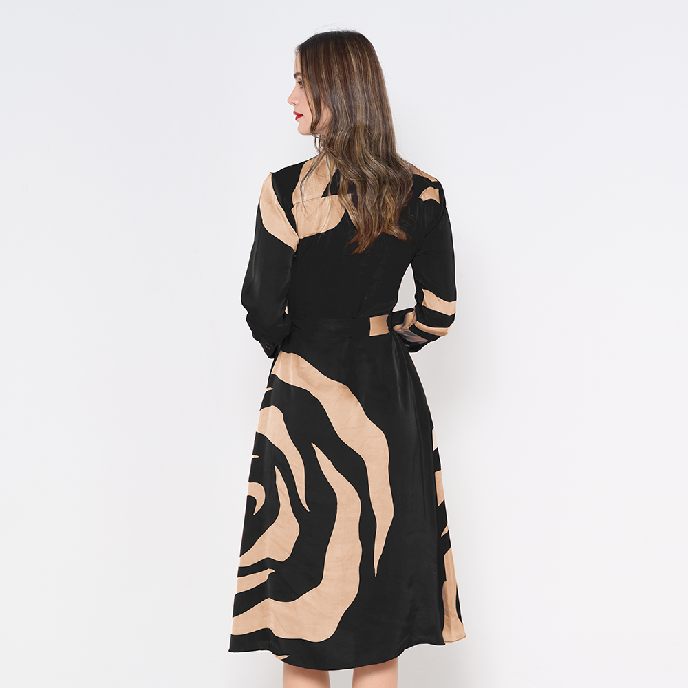 (SALE) Batik Long Shirt Dress (Silk Cotton) - Ecru Rose