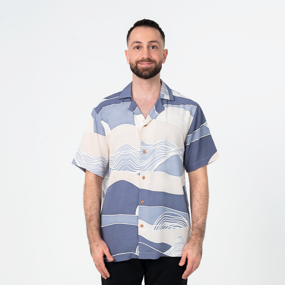 Men's Cuban Batik Shirt - Lavender Bukit