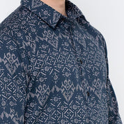 Men's Long-Sleeved Batik Shirt - Navy Anyam zoom in photo 