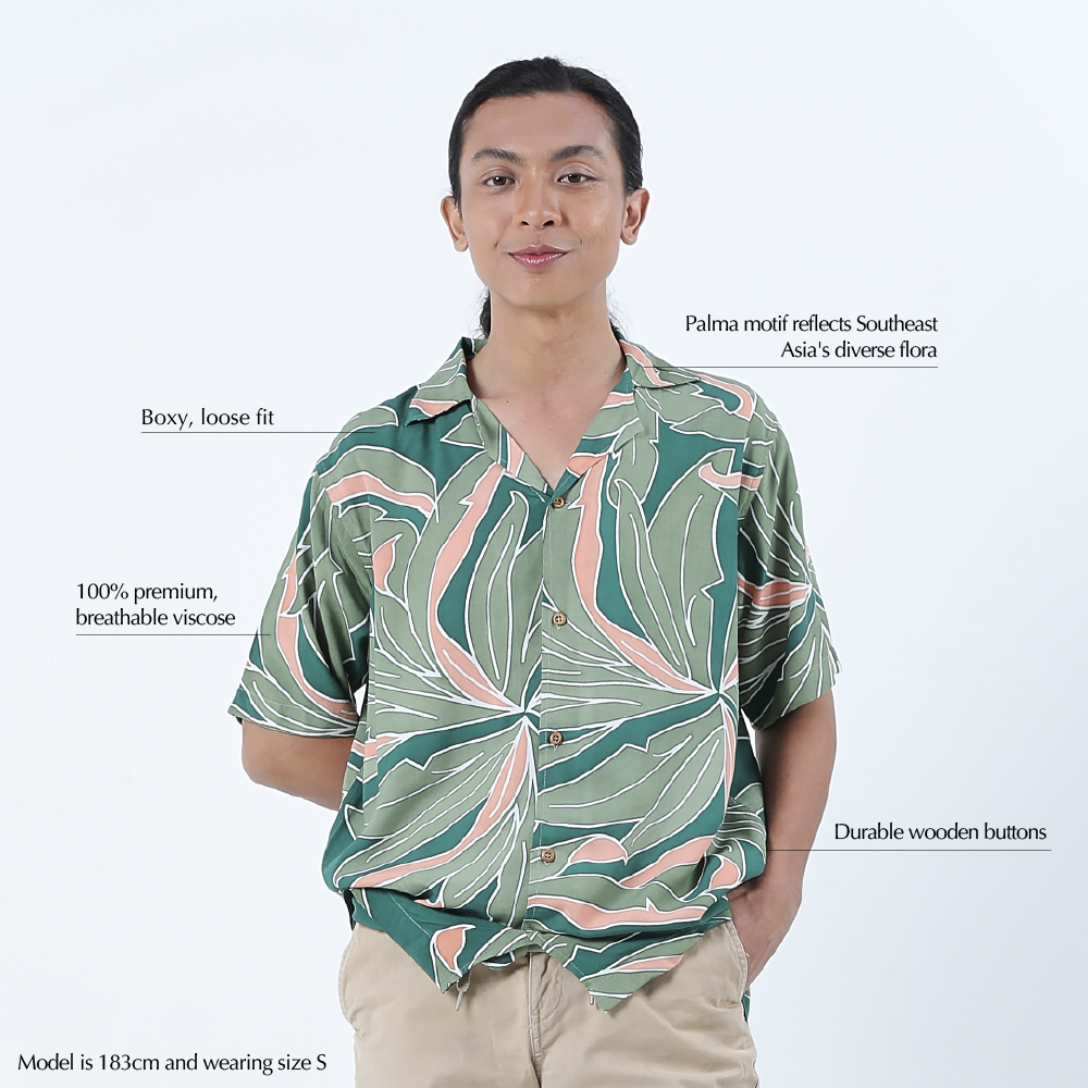 Men's Batik Cuban Shirt - Jungle Palma