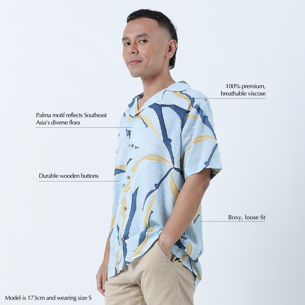 Men's Batik Cuban Shirt - Ocean Palma