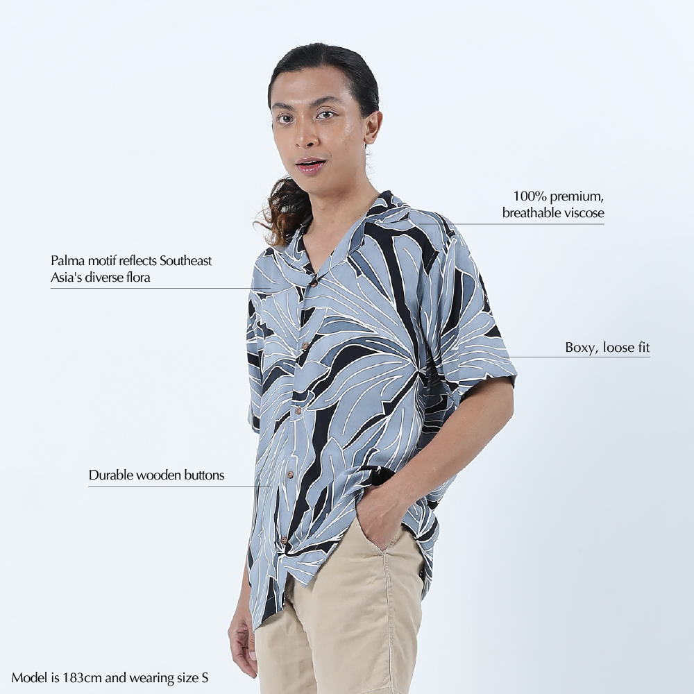 Men's Batik Cuban Shirt - Midnight Palma