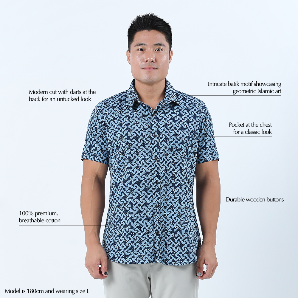 Men's Batik Shirt - Midnight Arabesque