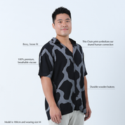 Men's Batik Cuban Shirt - Jet Chain