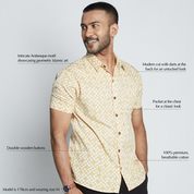 Men's Batik Shirt - Mustard Arabesque