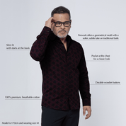 (SALE) Men's Long-Sleeved Batik Shirt - Garnet Firework