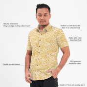 (SALE) Men's Batik Shirt - Mustard Ukir