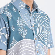 Close-up of the Slate Petola design, showcasing intricate hand-drawn batik patterns