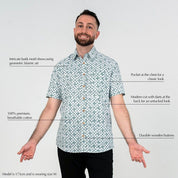 Men's Batik Shirt - Teal Arabesque
 description photo 