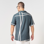 Men's Batik Cuban Shirt - Grey Brush - Batik Boutique