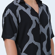 Men's Batik Cuban Shirt - Jet Chain - Batik Boutique