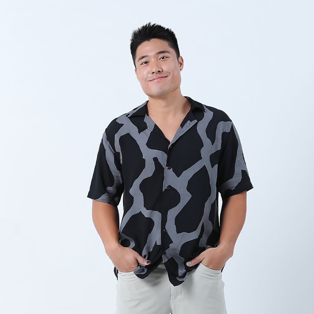 Men's Batik Cuban Shirt - Jet Chain - Batik Boutique