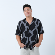 Men's Batik Cuban Shirt - Jet Chain - Batik Boutique