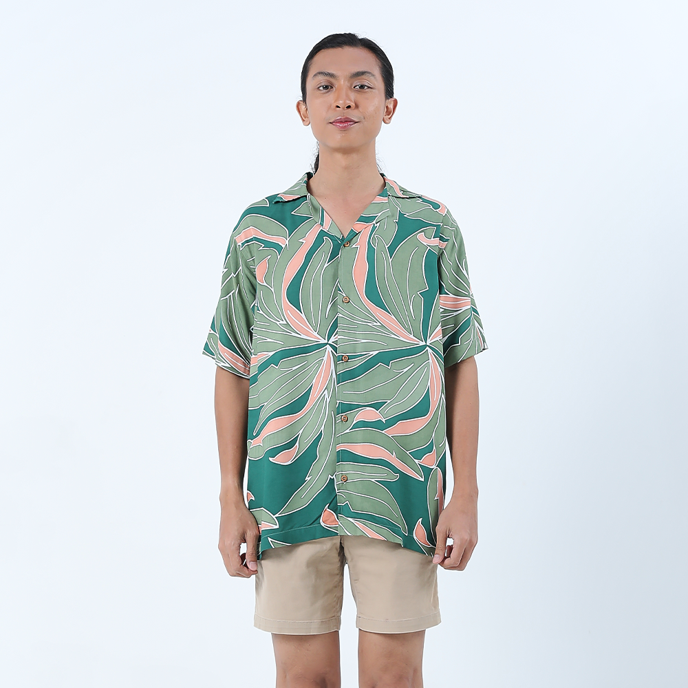 Men's Batik Cuban Shirt - Jungle Palma - Batik Boutique