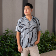 Men's Batik Cuban Shirt - Midnight Palma - Batik Boutique