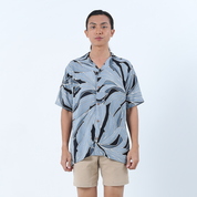 Men's Batik Cuban Shirt - Midnight Palma - Batik Boutique