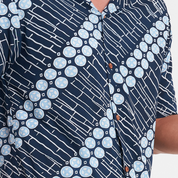 Men's Batik Cuban Shirt - Navy Buluh - Batik Boutique