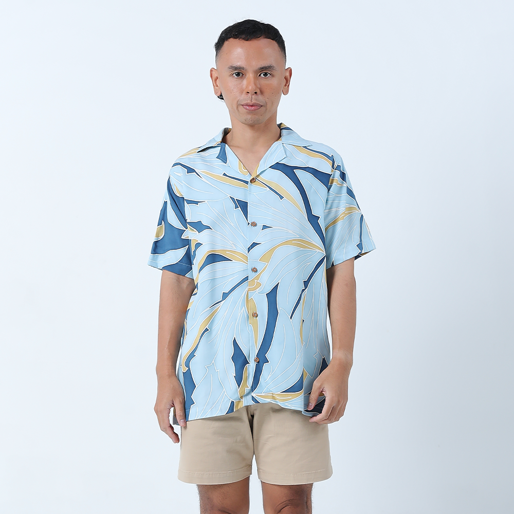 Men's Batik Cuban Shirt - Ocean Palma - Batik Boutique