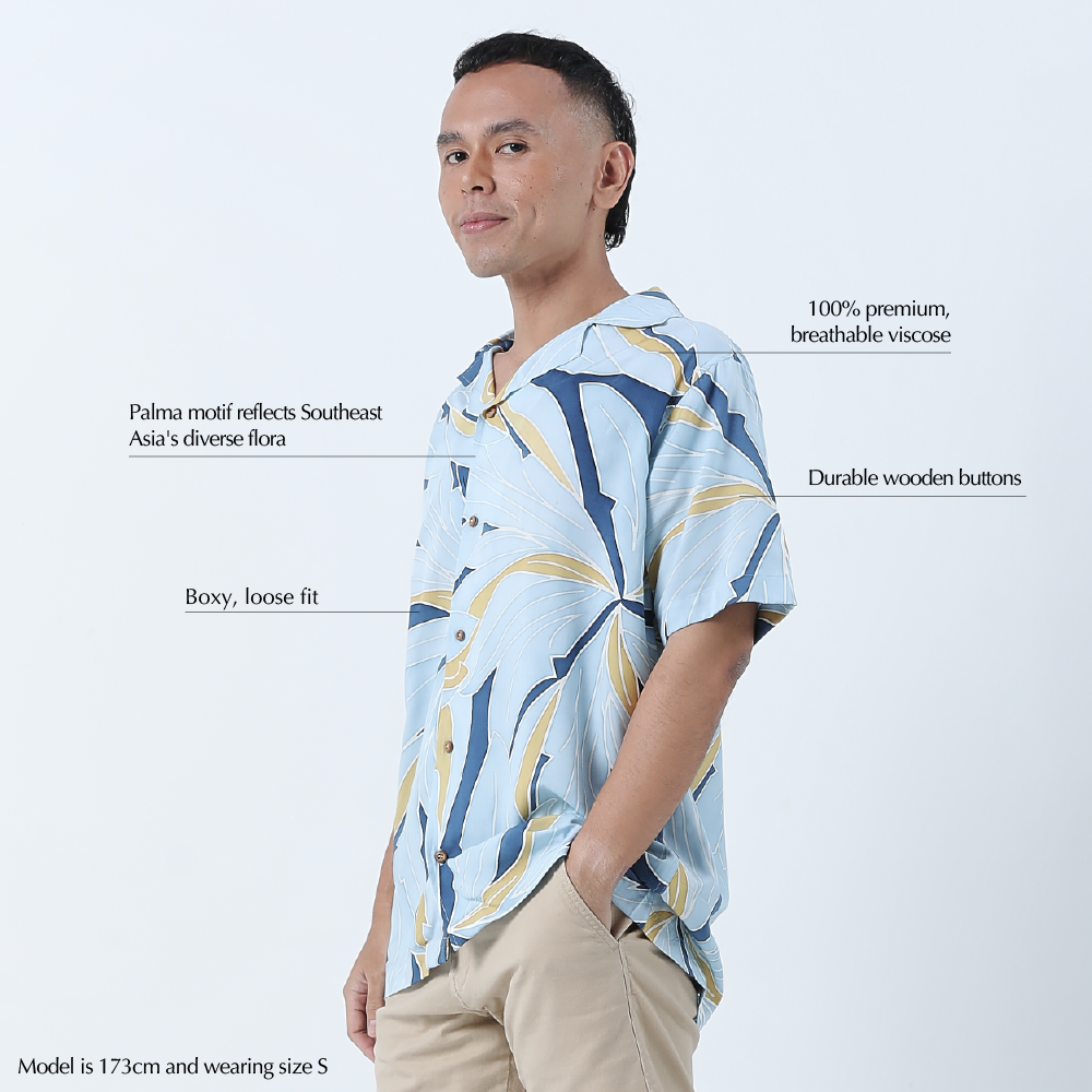 Men's Batik Cuban Shirt - Ocean Palma - Batik Boutique