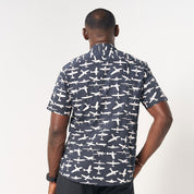 Men's Batik Shirt - Black Airplane - Batik Boutique