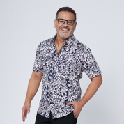 Men's Batik Shirt - Black Floret - Batik Boutique