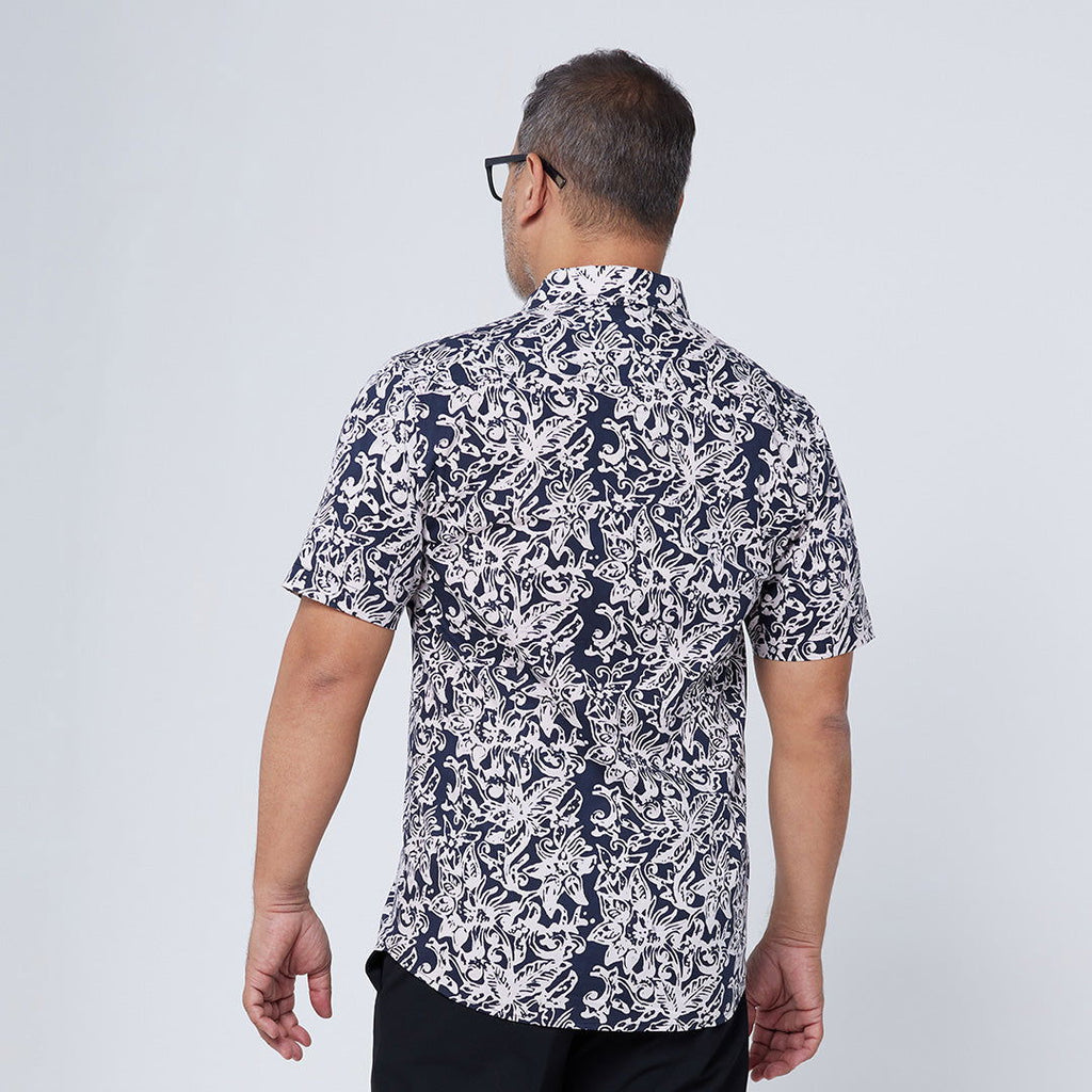 Men's Batik Shirt - Black Floret - Batik Boutique