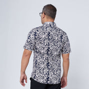 Men's Batik Shirt - Black Floret - Batik Boutique