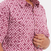 Men's Batik Shirt - Crimson Arabesque - Batik Boutique