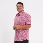 Men's Batik Shirt - Crimson Arabesque - Batik Boutique