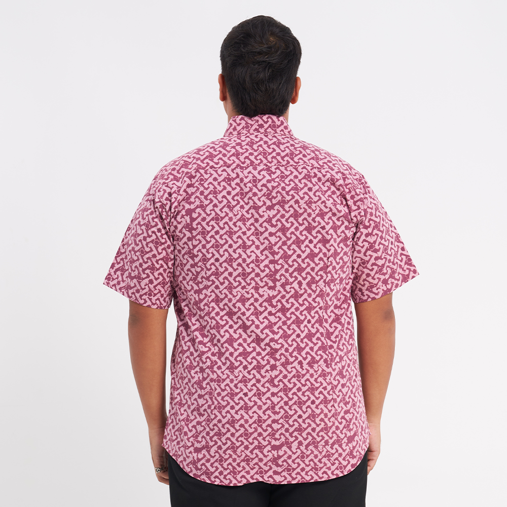 Men's Batik Shirt - Crimson Arabesque - Batik Boutique