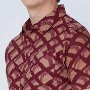 Men's Batik Shirt - Crimson Nasi Lemak - Batik Boutique