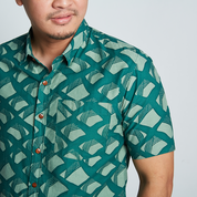 Men's Batik Shirt - Green Nasi Lemak - Batik Boutique