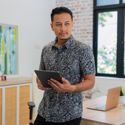 Men's Batik Shirt - Grey Floret - Batik Boutique