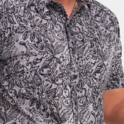 Men's Batik Shirt - Grey Floret - Batik Boutique