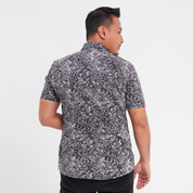 Men's Batik Shirt - Grey Floret - Batik Boutique