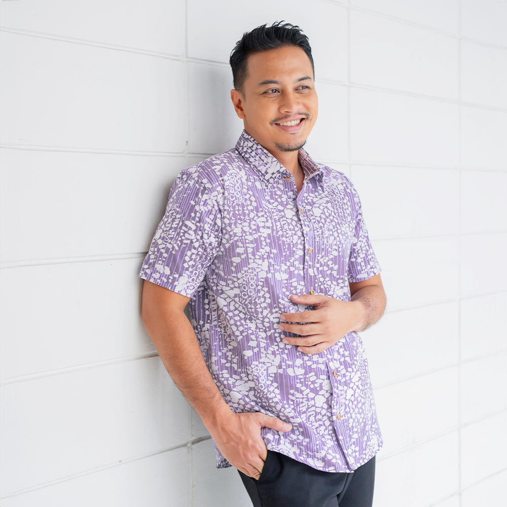 Men's Batik Shirt - Lavender Bintik - Batik Boutique