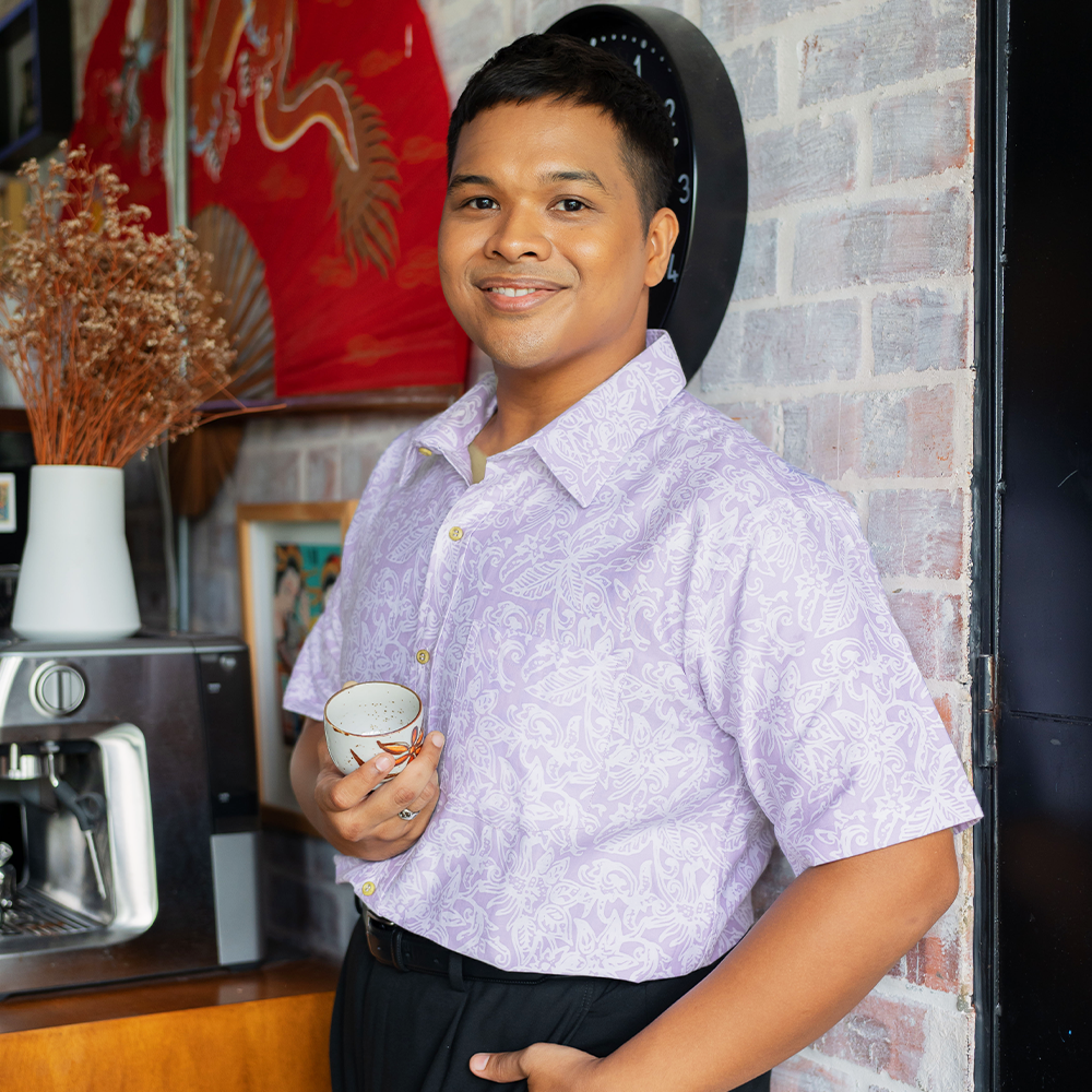 Men's Batik Shirt - Lilac Floret - Batik Boutique