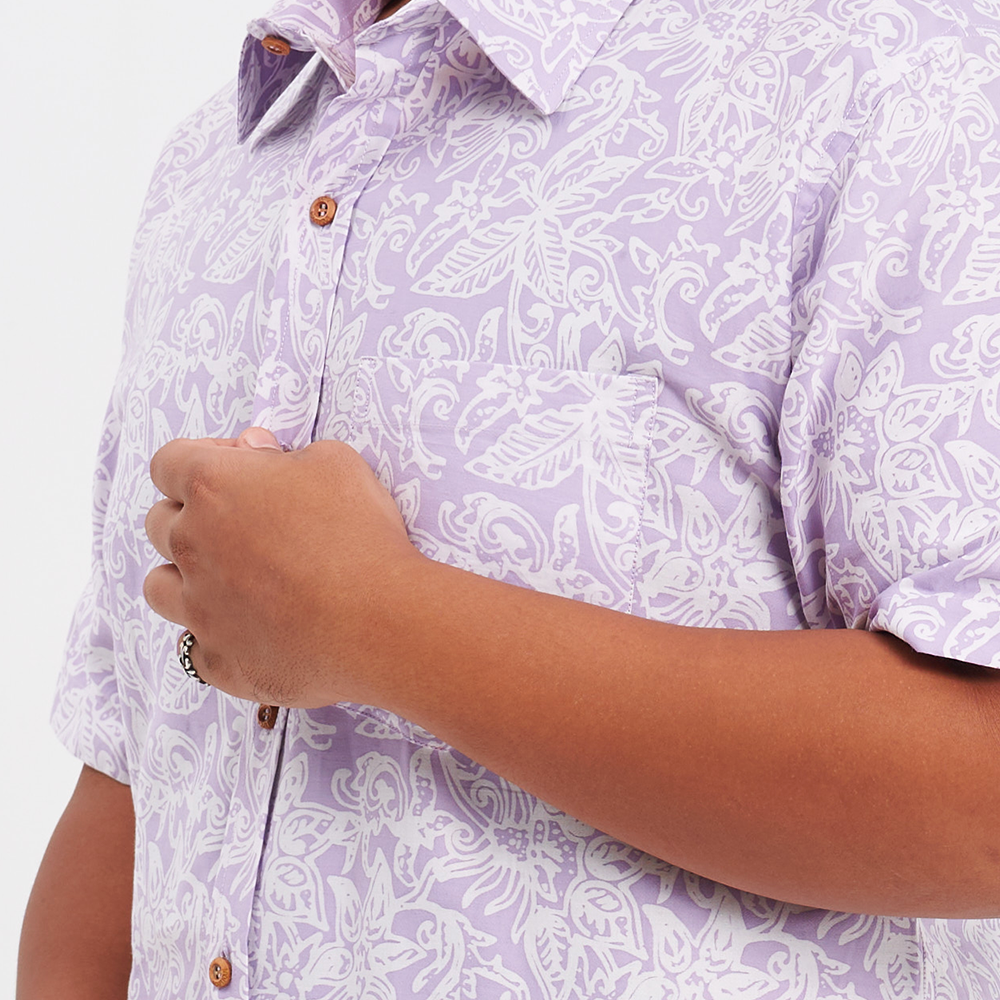 Men's Batik Shirt - Lilac Floret - Batik Boutique