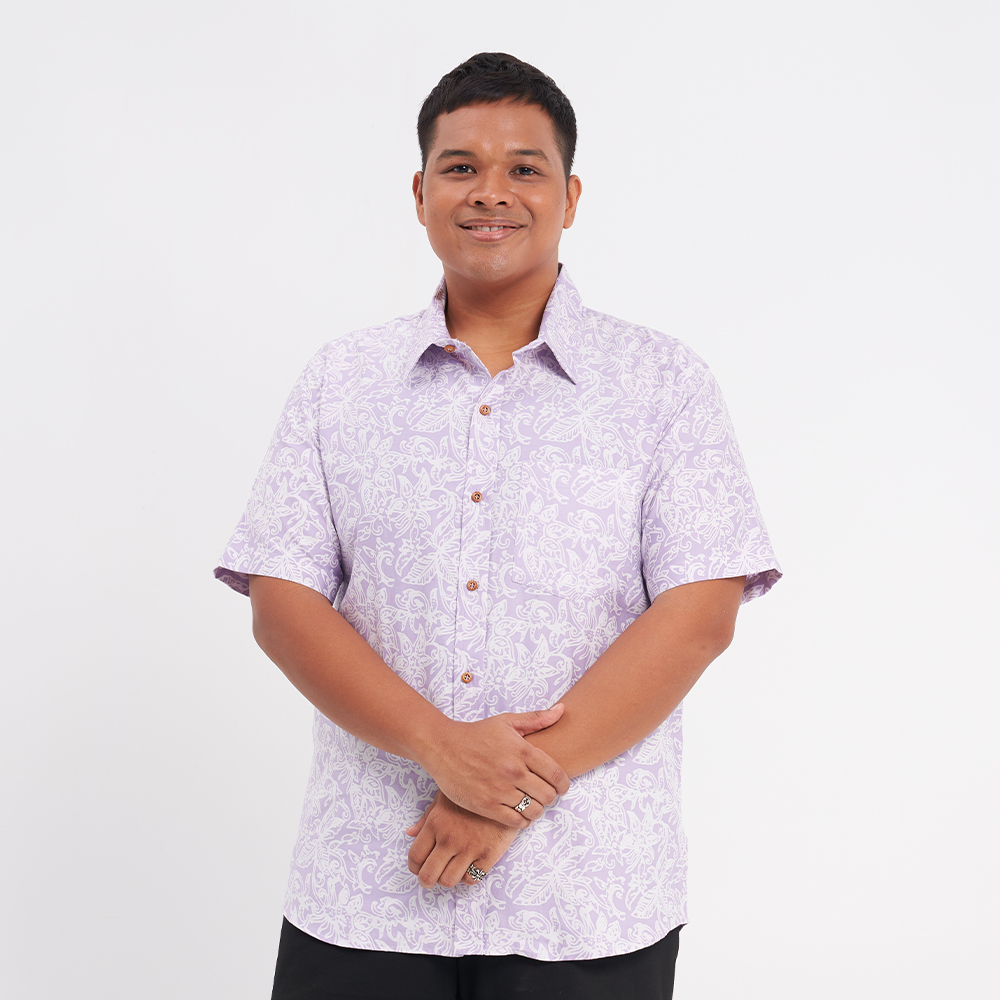 Men's Batik Shirt - Lilac Floret - Batik Boutique