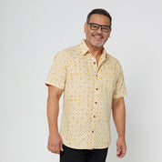 Men's Batik Shirt - Mustard Arabesque - Batik Boutique