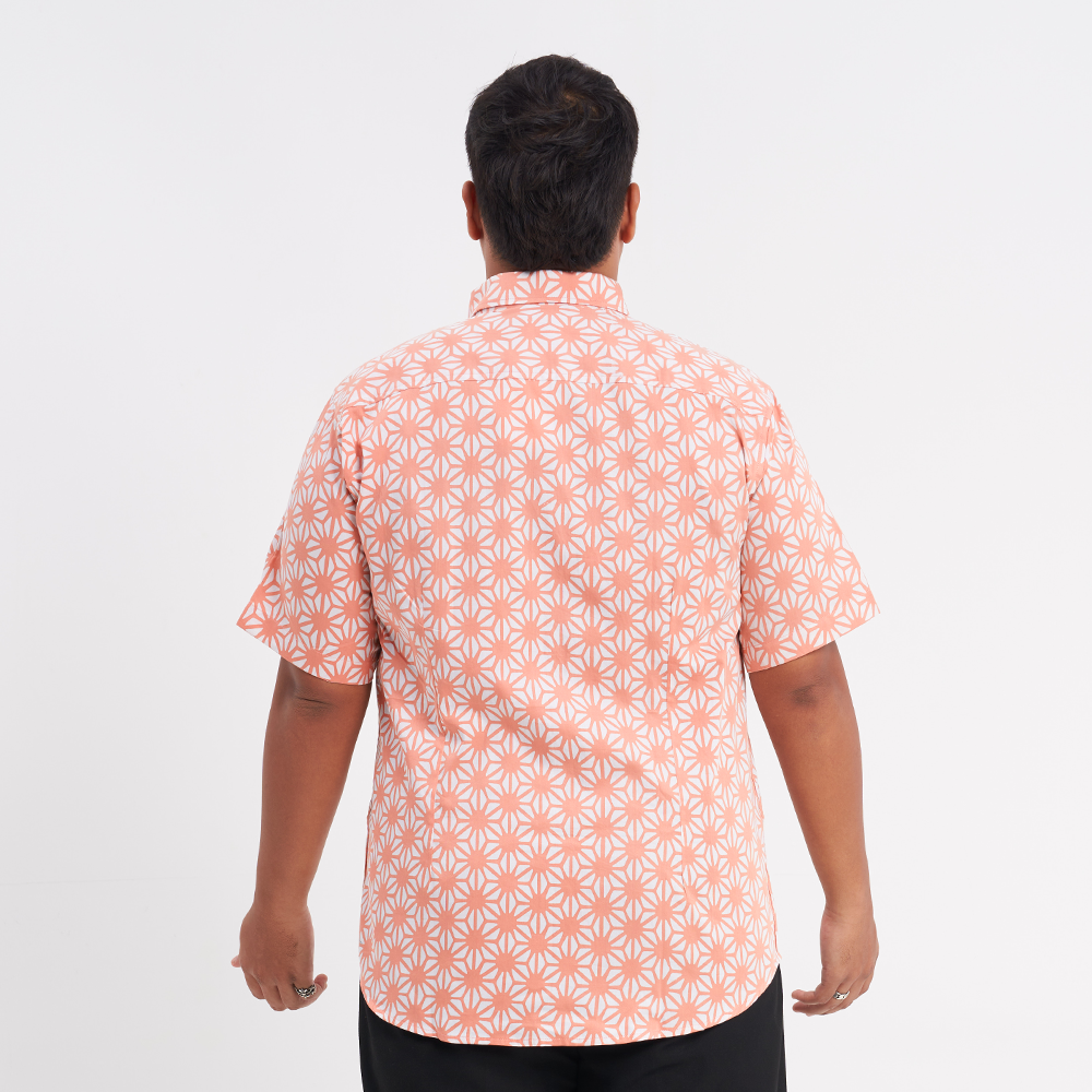 Men's Batik Shirt - Peach Firework - Batik Boutique