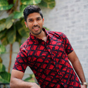 Men's Batik Shirt - Red Nasi Lemak - Batik Boutique