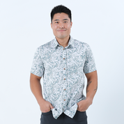 Men's Batik Shirt - Sage Floret - Batik Boutique