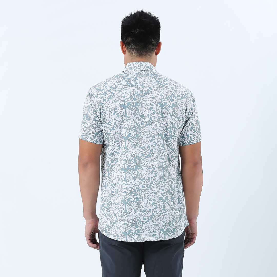 Men's Batik Shirt - Sage Floret - Batik Boutique