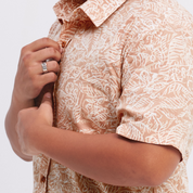 Men's Batik Shirt - Tan Nautical Fern - Batik Boutique