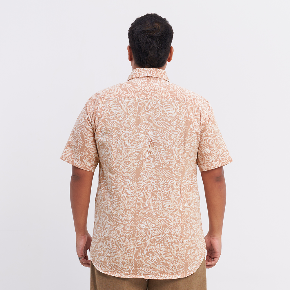 Men's Batik Shirt - Tan Nautical Fern - Batik Boutique