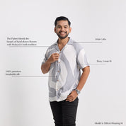 Men's Cuban Batik Shirt - Silver Rose